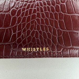 Whistles Deep Red Croc-Embossed Leather Clutch
